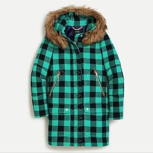 Chateau parka in buffalo check Italian stadium-cloth wool